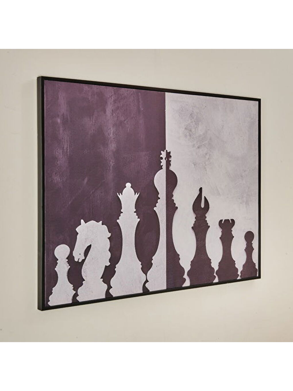 Deco Satranç Kanvas Tablo - Siyah / Beyaz - 120x90 cm-1
