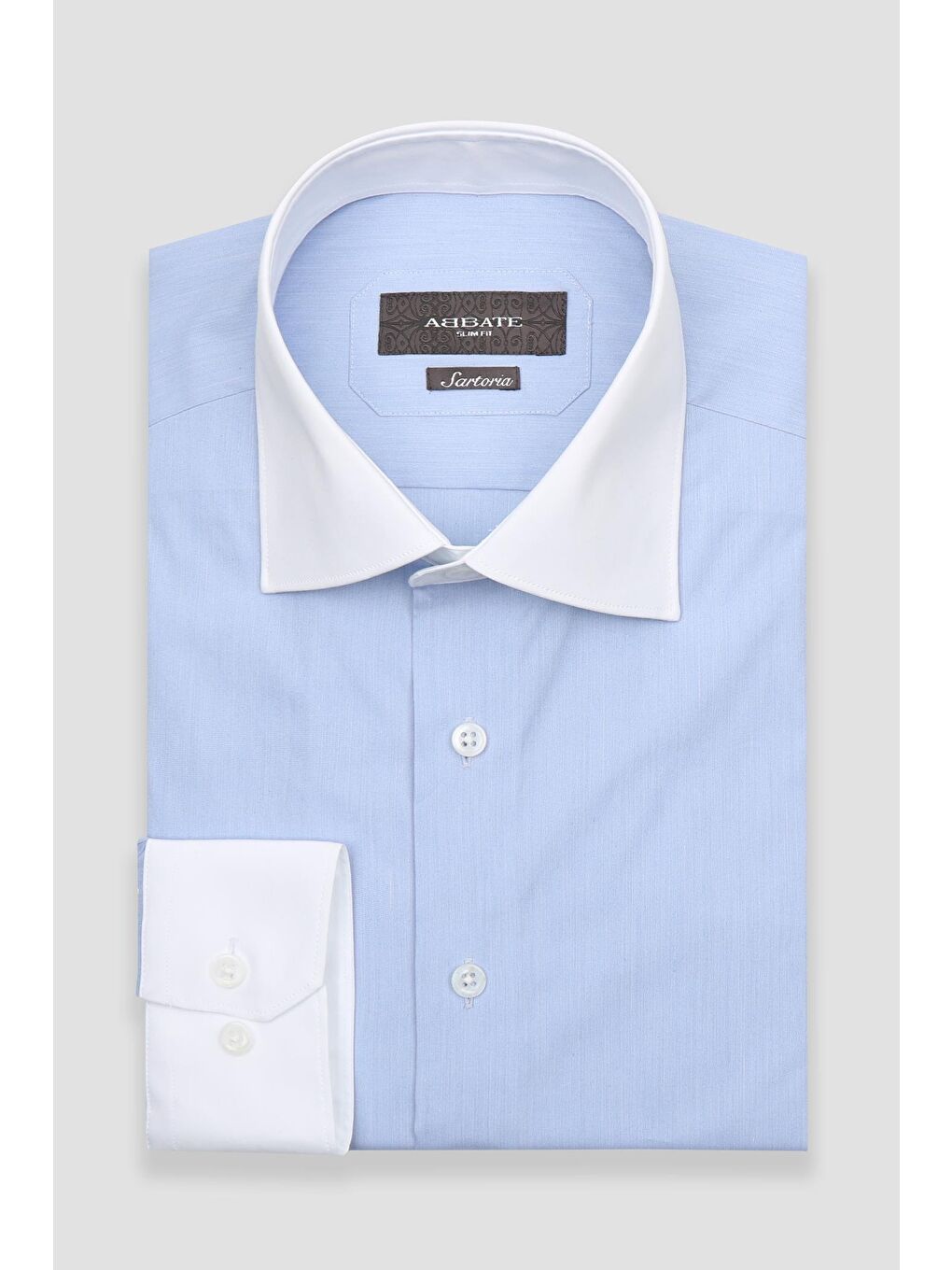 Sartoria Poplin Stretch Pamuk Karışımlı Slim Fit Mavi İtalyan Yaka Erkek Düz Gömlek-4