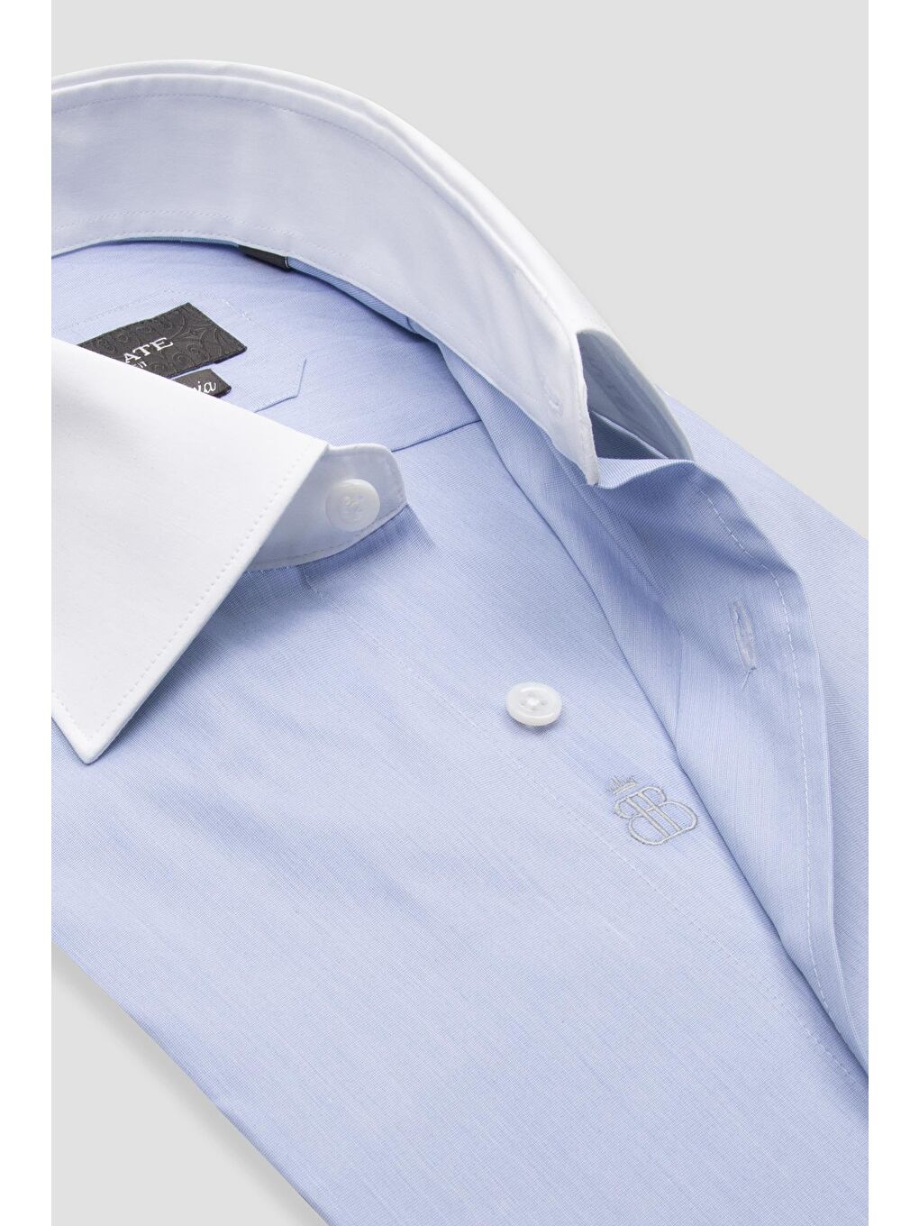 Sartoria Poplin Stretch Pamuk Karışımlı Slim Fit Mavi İtalyan Yaka Erkek Düz Gömlek-5