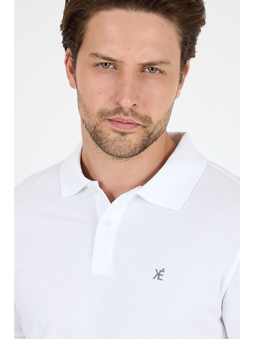Beyaz Polo Yaka Kısa Kollu Pike Erkek %100 Pamuk Tişört-2