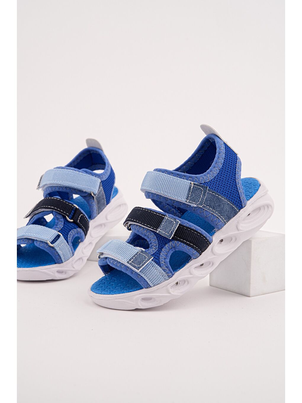 Mavi NAVİ Erkek Çocuk Cırtlı Işıklı Sandalet-3