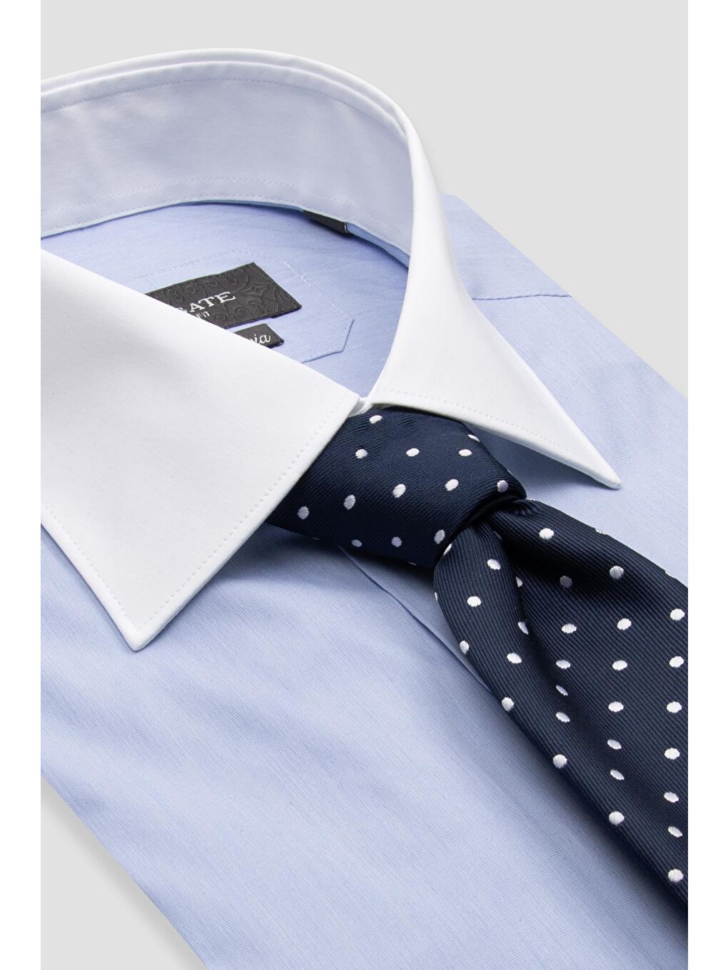 Sartoria Poplin Stretch Pamuk Karışımlı Slim Fit Mavi İtalyan Yaka Erkek Düz Gömlek-6