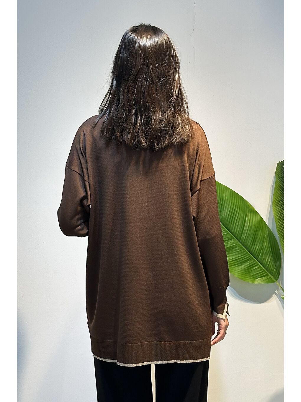 Basic Örme Merserize Tunik 17036 Kahverengi-3