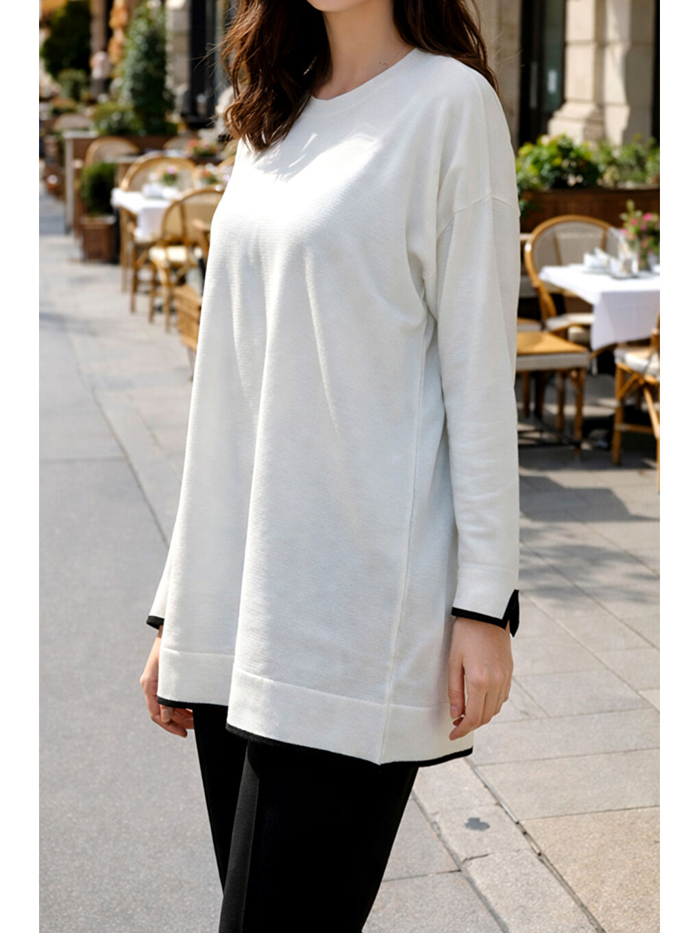 Basic Örme Merserize Tunik 17036 Ekru