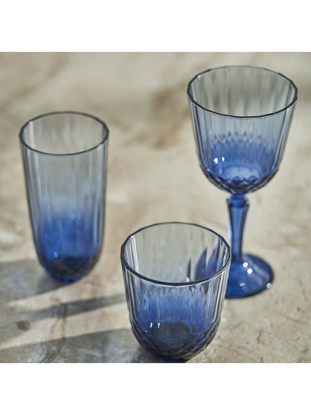 Colore Kesme Kadeh 2'li Mavi (310 cc)-2