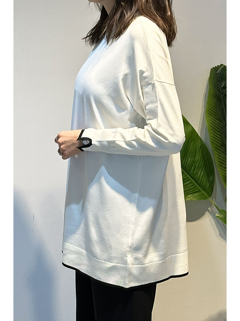 Basic Örme Merserize Tunik 17036 Ekru-2