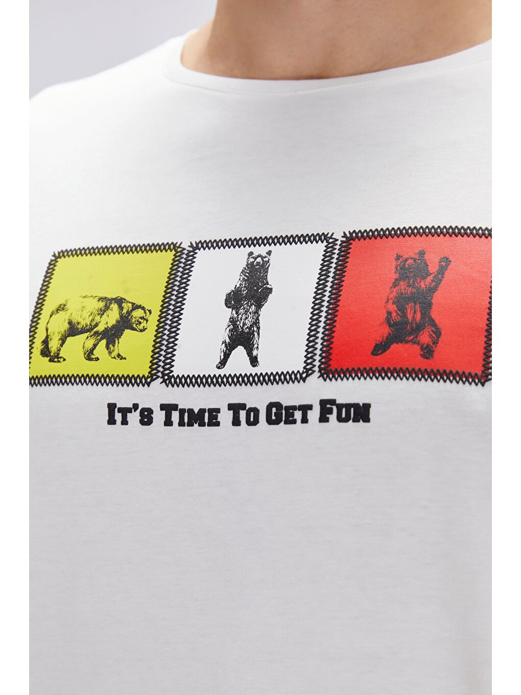 Entree Beyaz Erkek Baskılı Tişört-1