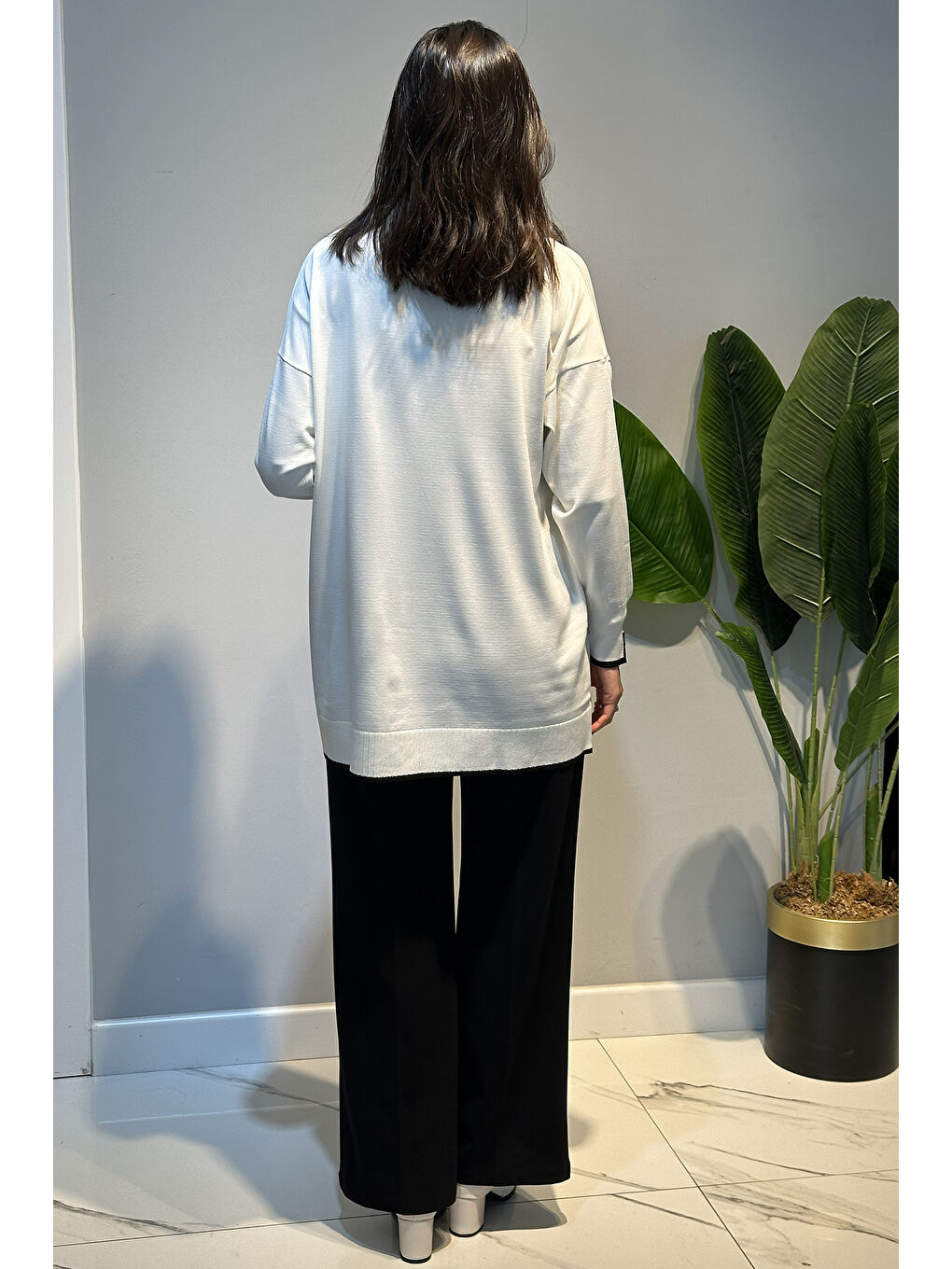 Basic Örme Merserize Tunik 17036 Ekru-3