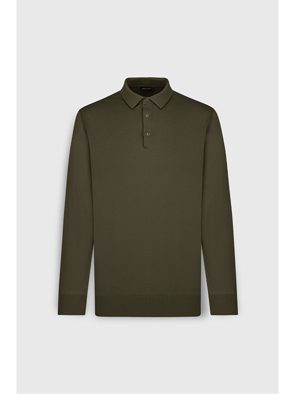 Erkek Haki Pamuklu Standart Fit Normal Kesim Polo Yaka Triko Kazak-5