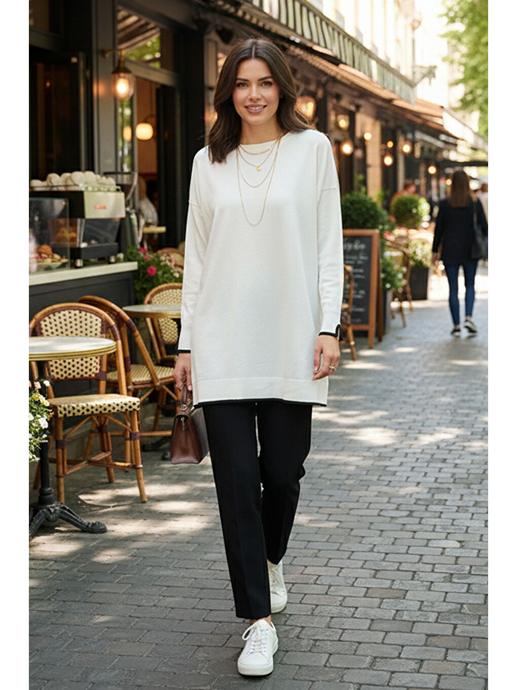 Basic Örme Merserize Tunik 17036 Ekru-4