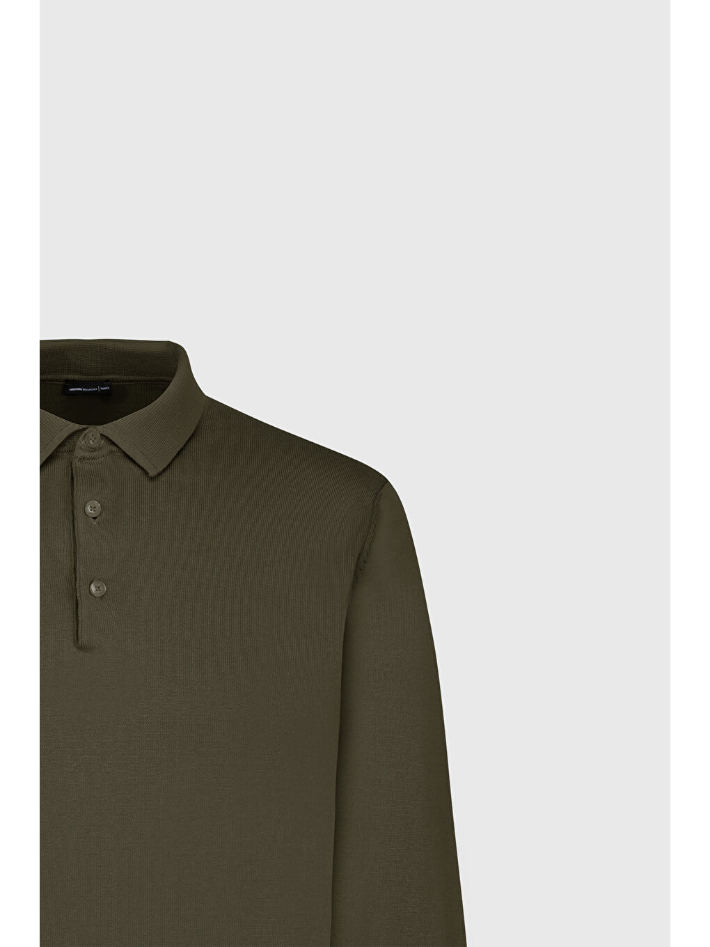 Erkek Haki Pamuklu Standart Fit Normal Kesim Polo Yaka Triko Kazak-6