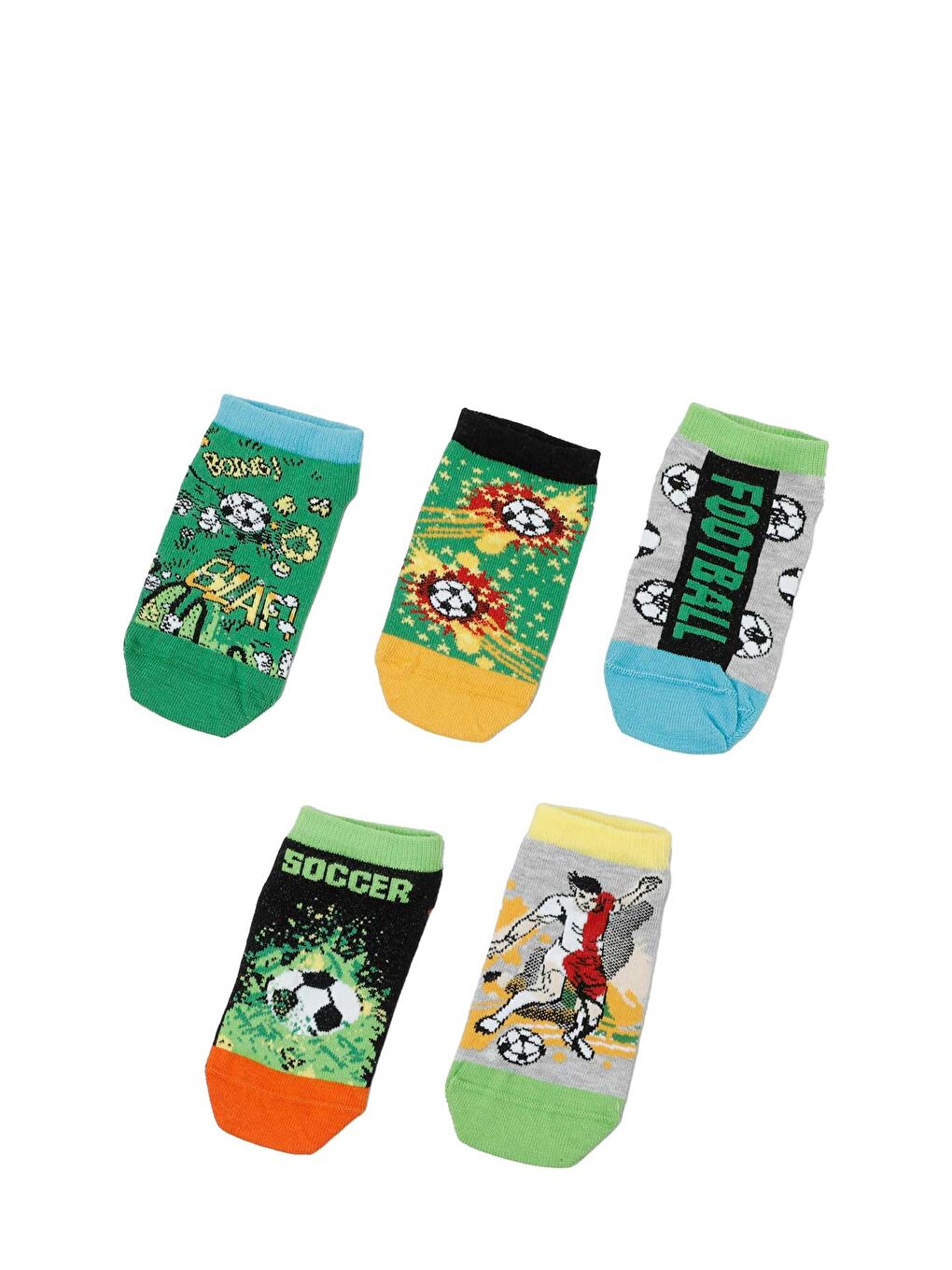 Gri FUTBOL 5 LI PTK-B 4PR GRI MULTI Erkek Çocuk 5'li Patik Çorap