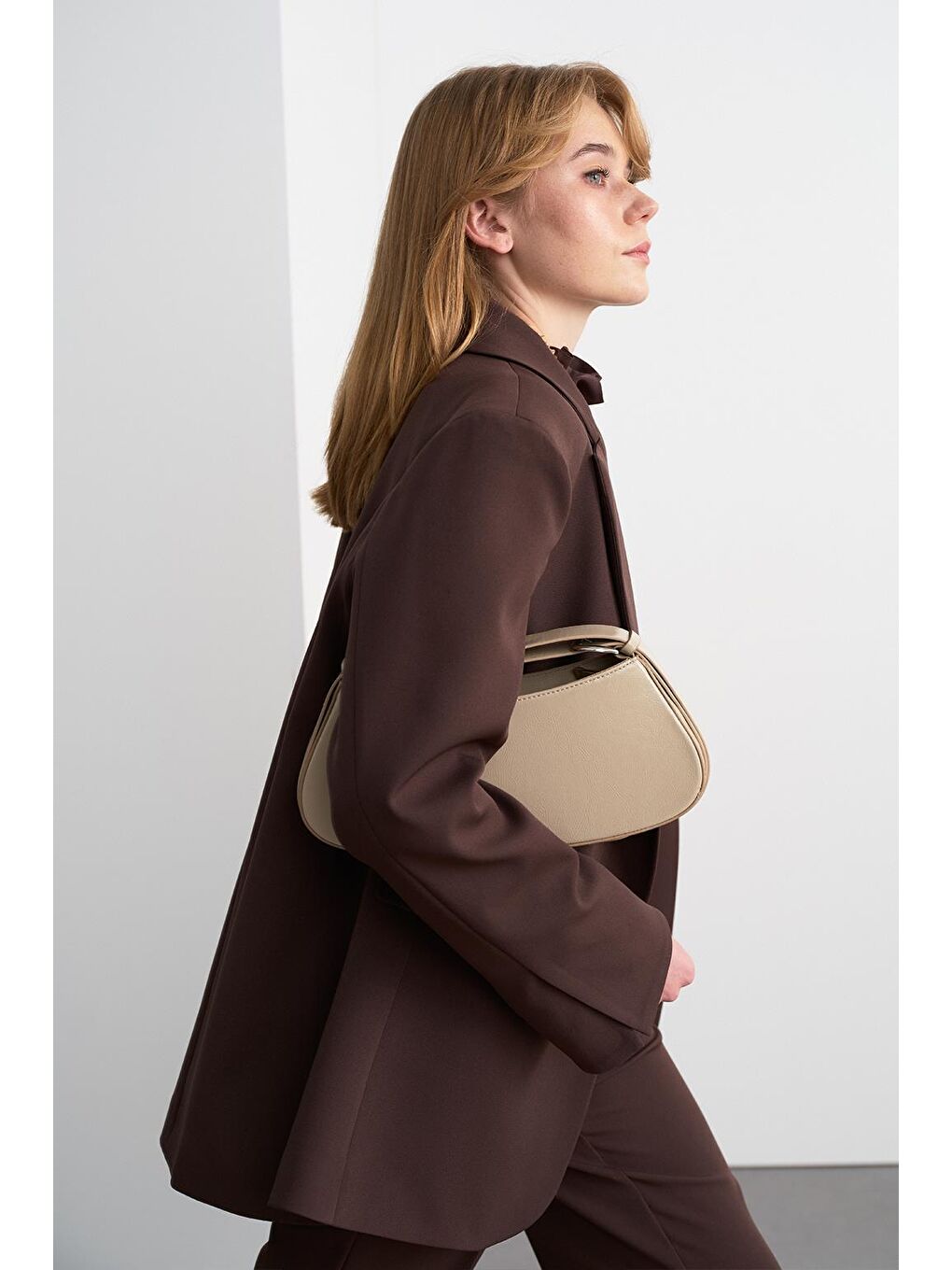 Kahverengi Fit Kesim Vatkalı Ceket Pantolon Takım Kahve-4