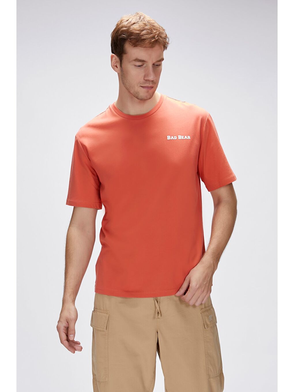 Kahverengi Eddy Tarçın Erkek Baskılı %100 Pamuk Tişört-4