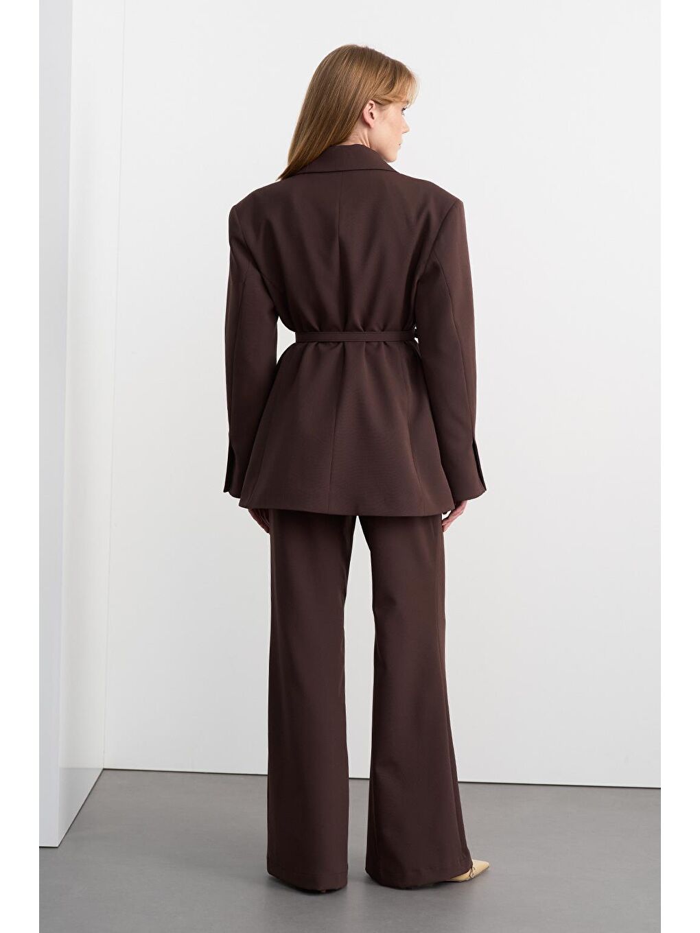 Kahverengi Fit Kesim Vatkalı Ceket Pantolon Takım Kahve-8