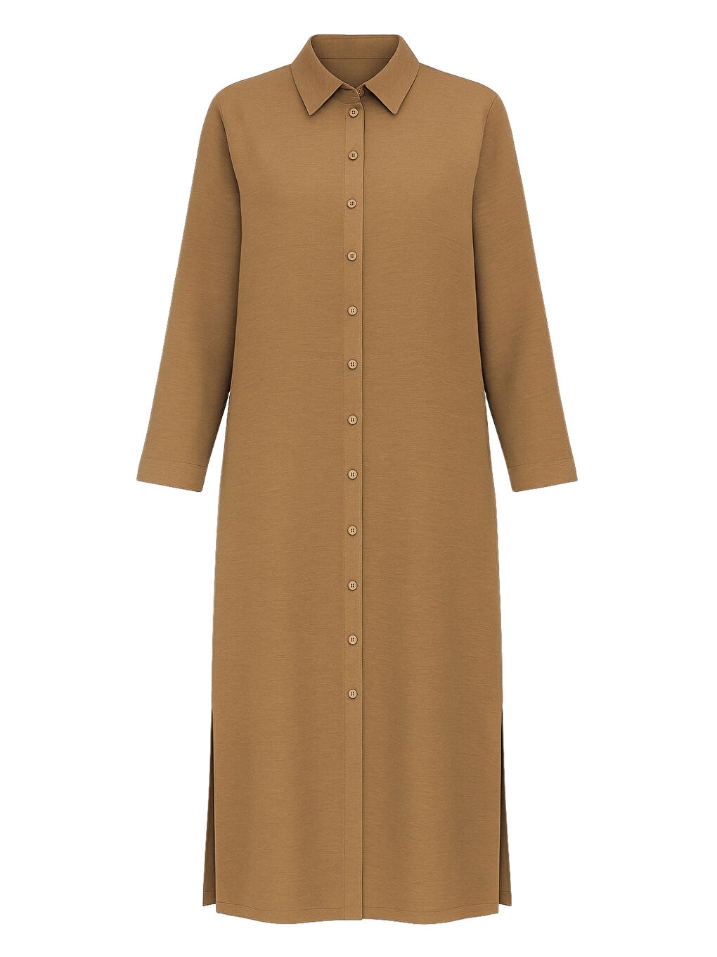 Kahverengi Taba Modal Karışımlı Camel Uzun Tunik