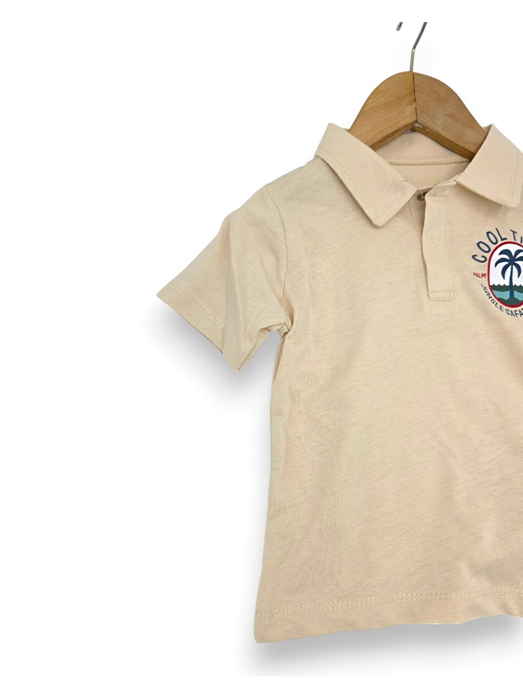Bej Erkek Bebek Yazlık Jean Şortlu Baskılı Polo Yaka T-shirtli 2'li Takım-5