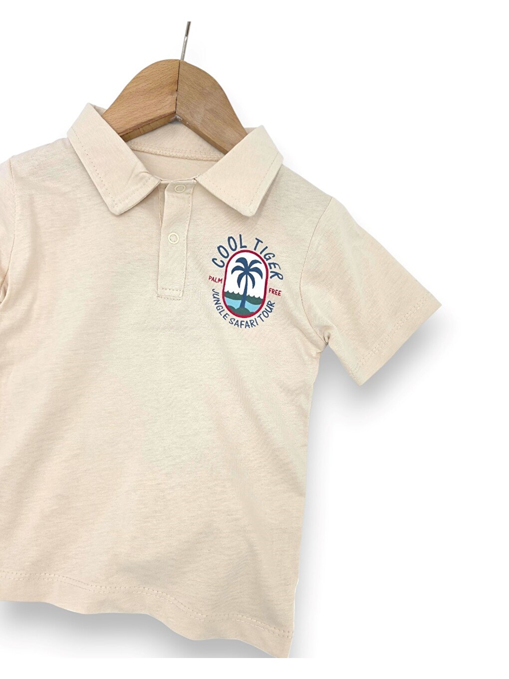 Bej Erkek Bebek Yazlık Jean Şortlu Baskılı Polo Yaka T-shirtli 2'li Takım-6