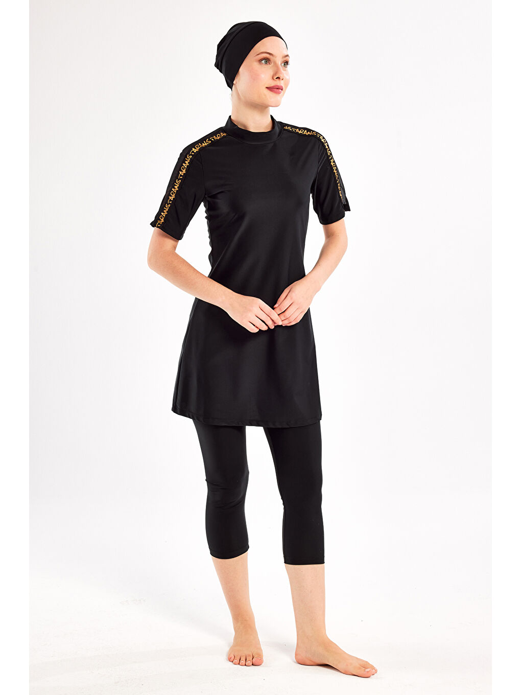 UV Korumalı Yarı Kapalı Tesettür Mayo 1604 Siyah08-1