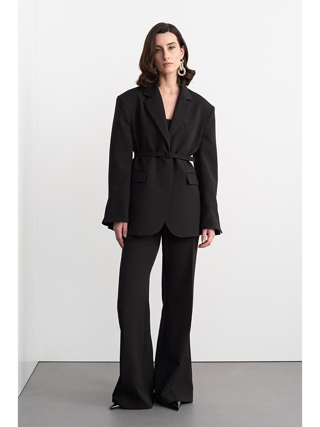 Fit Kesim Vatkalı Ceket Pantolon Takım Siyah