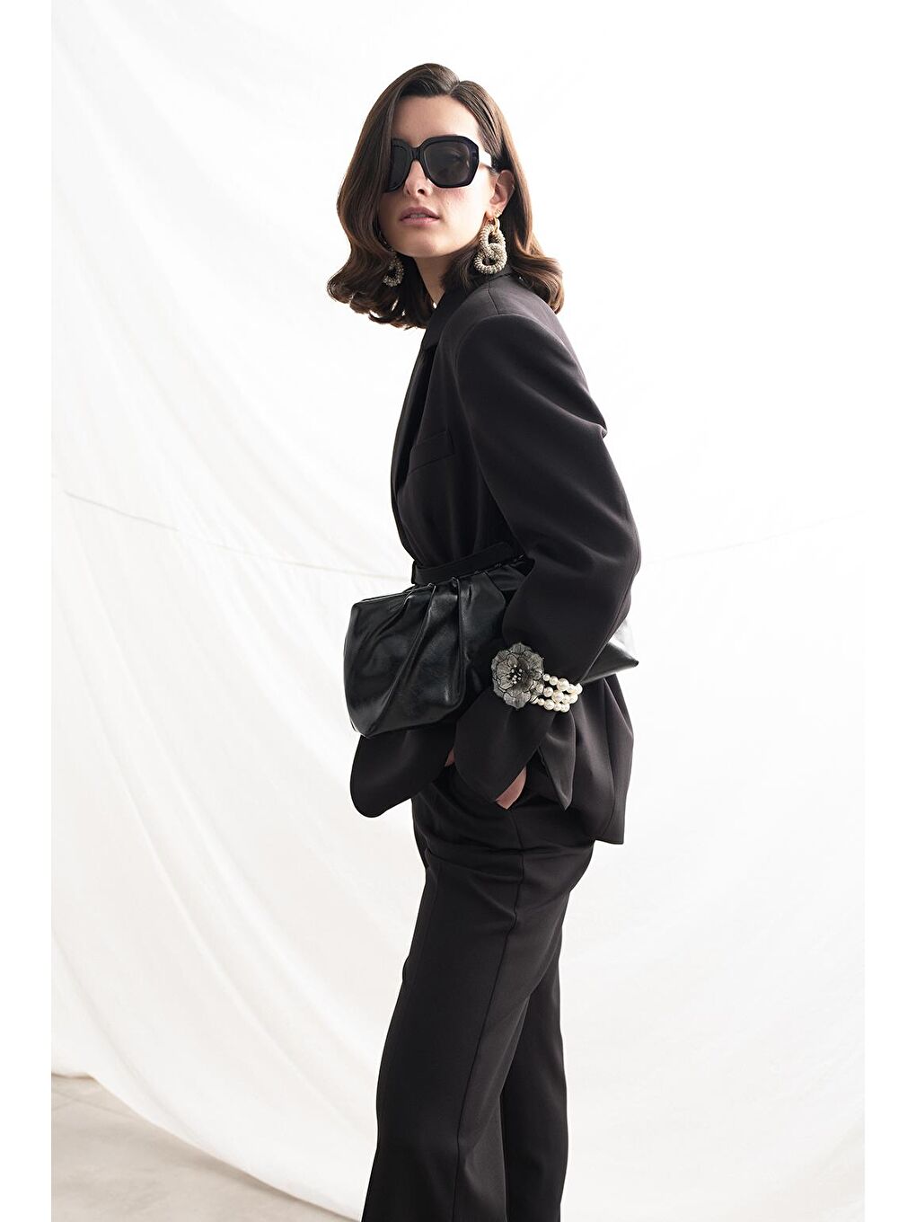 Fit Kesim Vatkalı Ceket Pantolon Takım Siyah-3