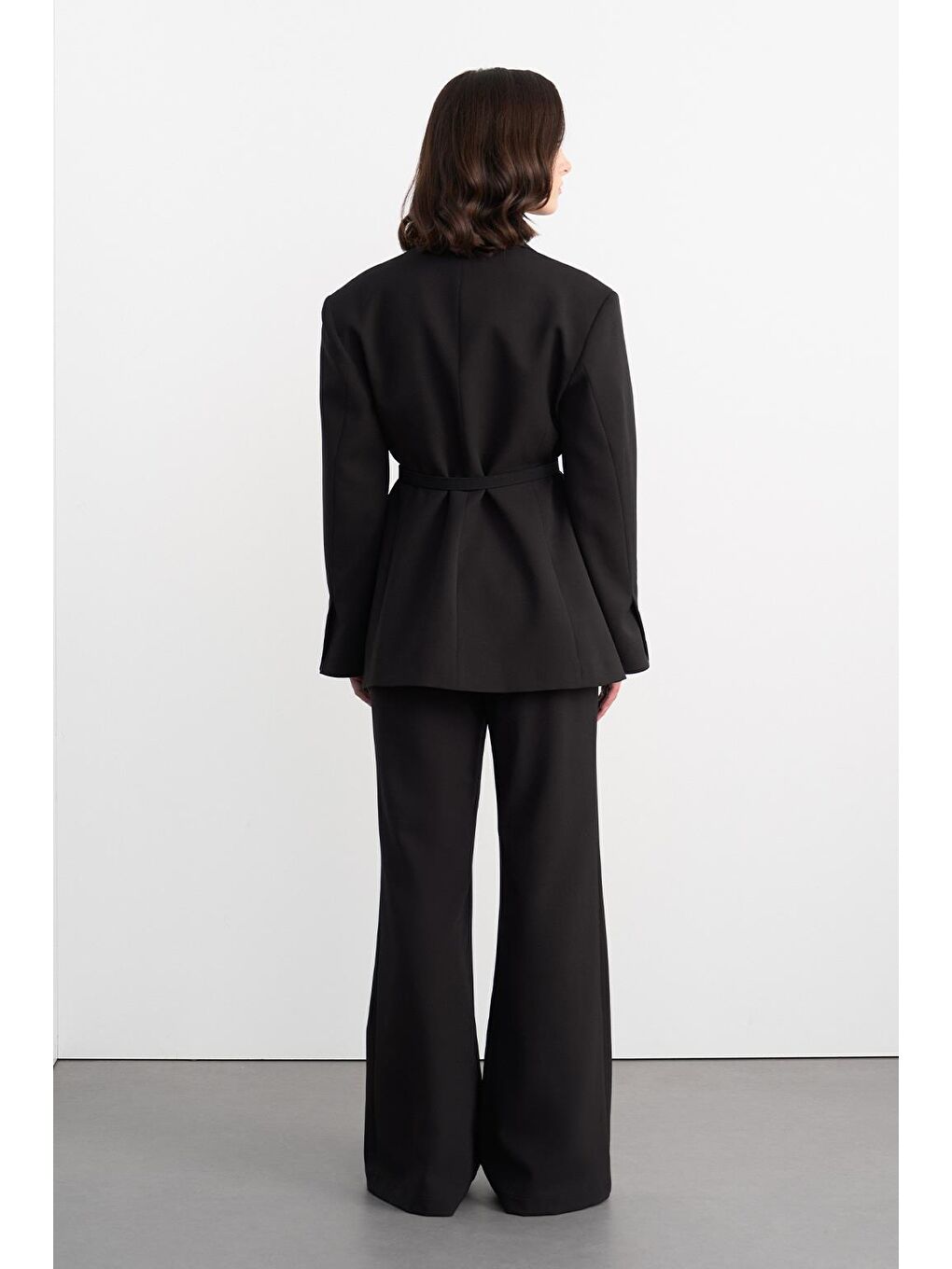 Fit Kesim Vatkalı Ceket Pantolon Takım Siyah-6