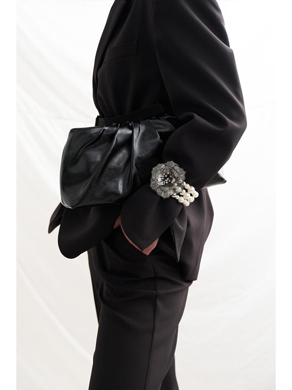 Fit Kesim Vatkalı Ceket Pantolon Takım Siyah-7