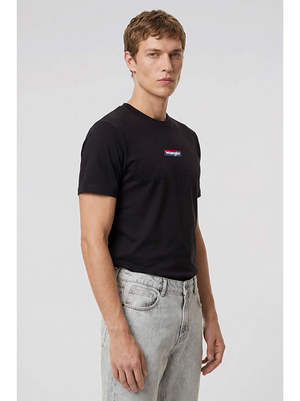 Siyah %100 Pamuk Regular Fit Normal Kesim Bisiklet Yaka Logo Detaylı Tişört-3