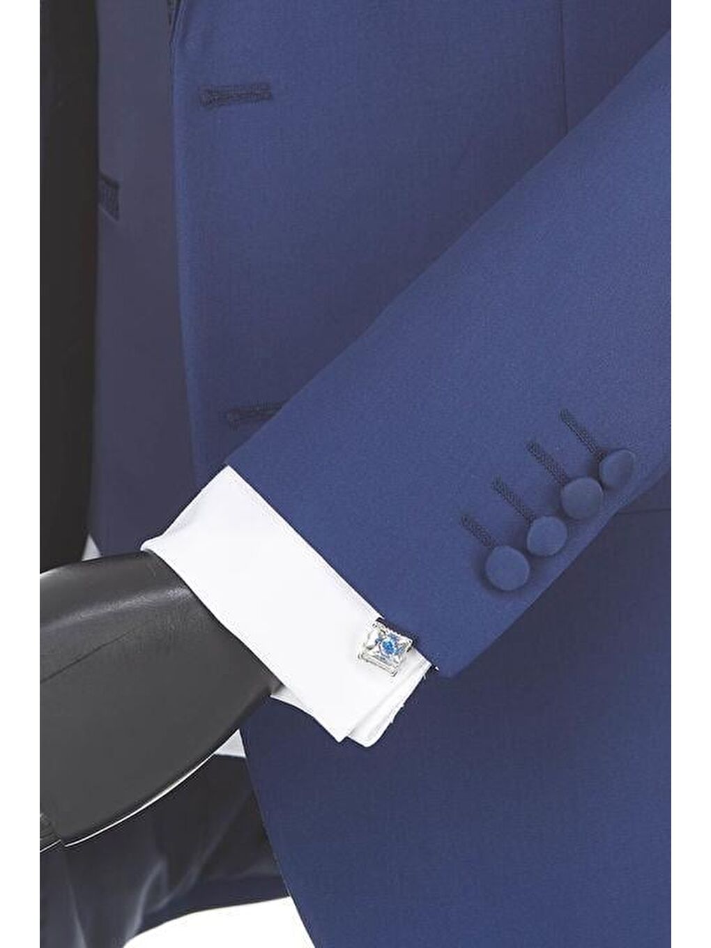 Lacivert Gabardin Mono Yaka Astarlı Yelekli 6 Drop Slim Fit Dar Kesim Smokin Damatlık 1001190166-4