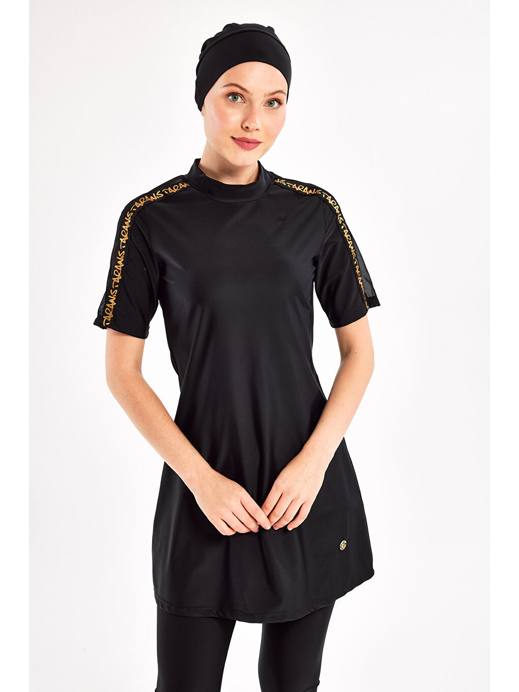 UV Korumalı Yarı Kapalı Tesettür Mayo 1604 Siyah08-2