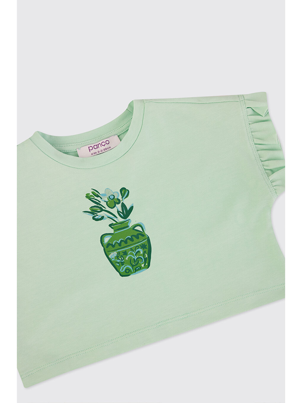 Yeşil Kız Bebek Kısa Kollu Mint Tişört-2