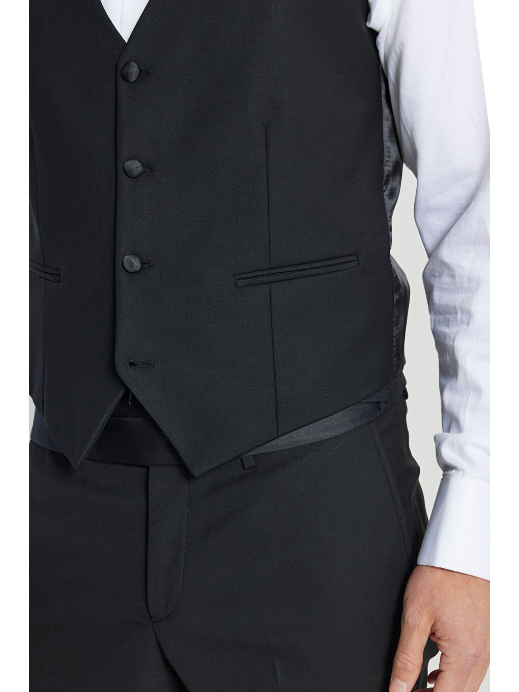 Erkek Siyah Yünlü Slim Fit Dar Kesim Klasik Yelek-4