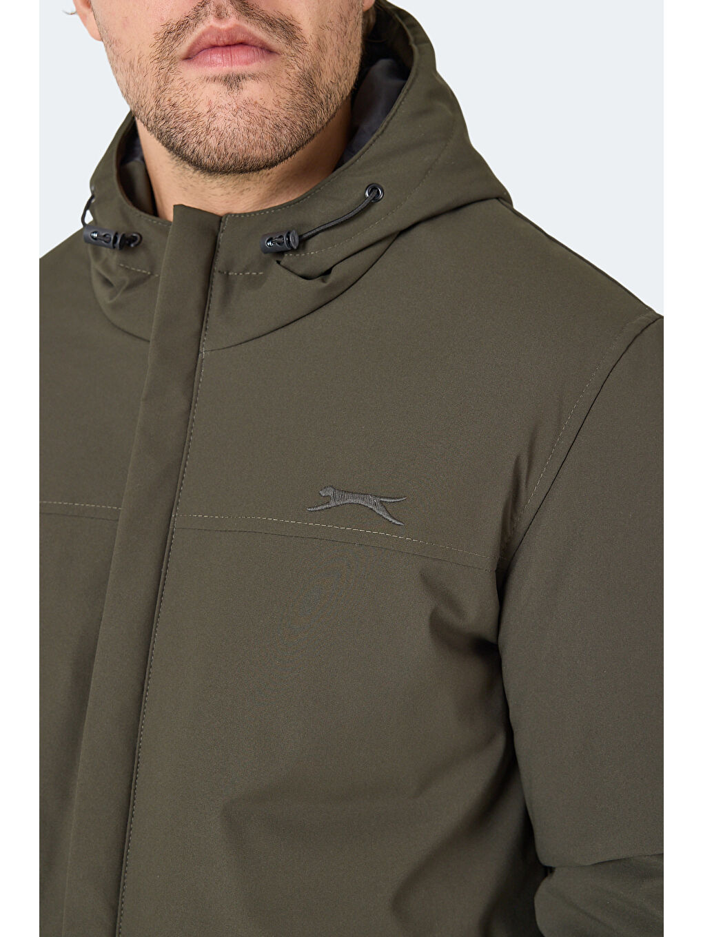 HERNIS Erkek Kapüşonlu Fermuarlı Haki Mont & Kaban-1