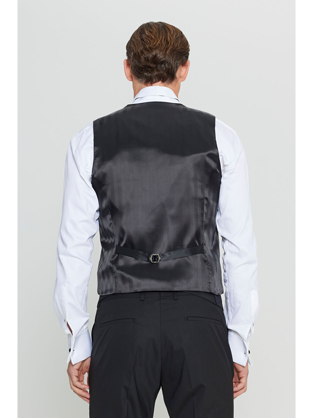 Erkek Siyah Yünlü Slim Fit Dar Kesim Klasik Yelek-5