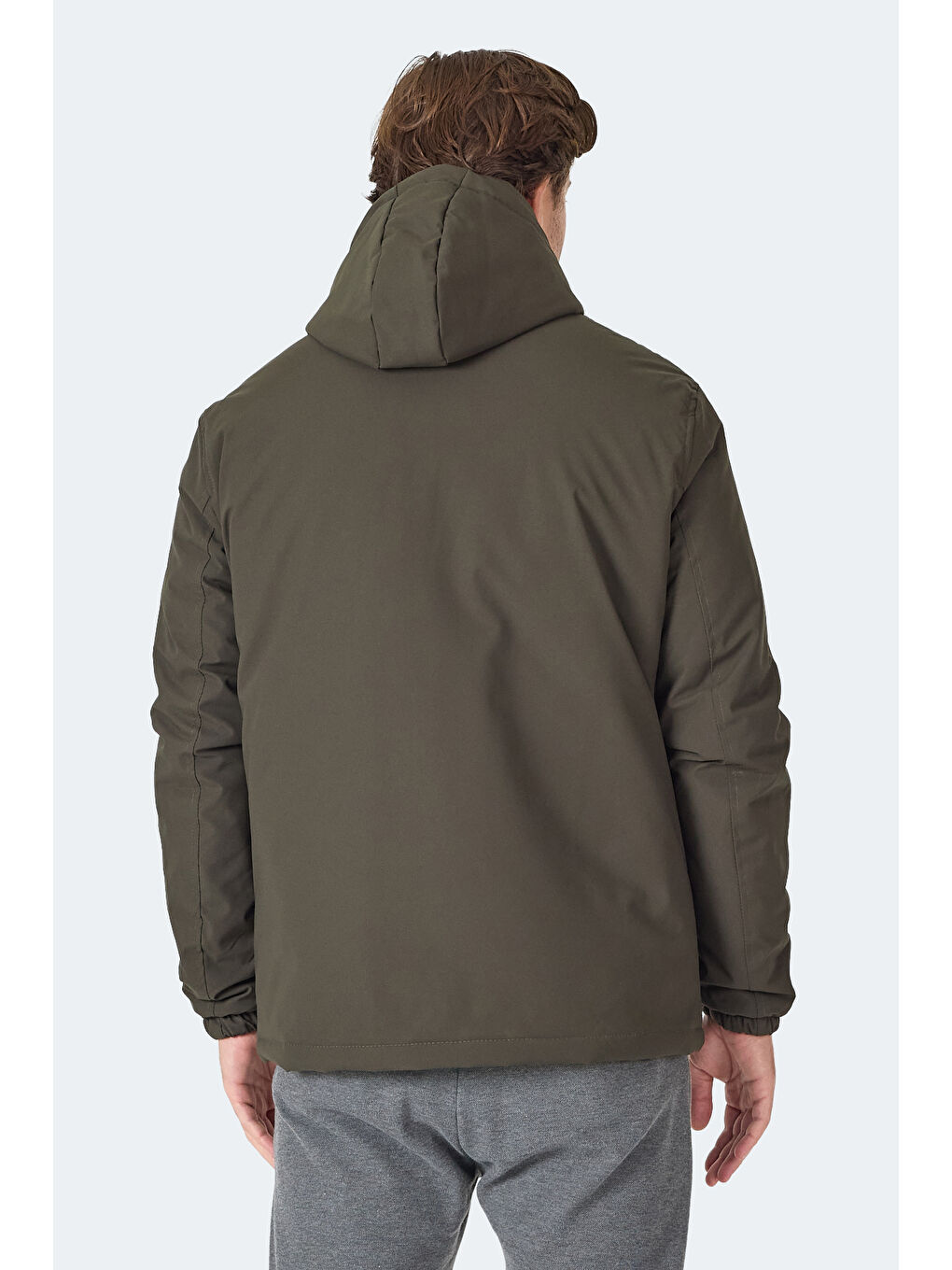 HERNIS Erkek Kapüşonlu Fermuarlı Haki Mont & Kaban-4