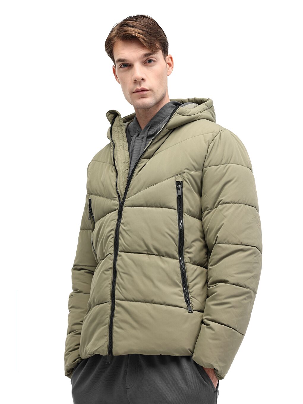 ML BLOCK COAT 5PR Haki Erkek Kısa Şişme Mont