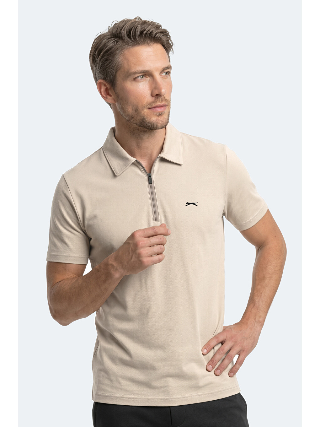 KHAN Erkek Polo Yaka Bej Tişört-3