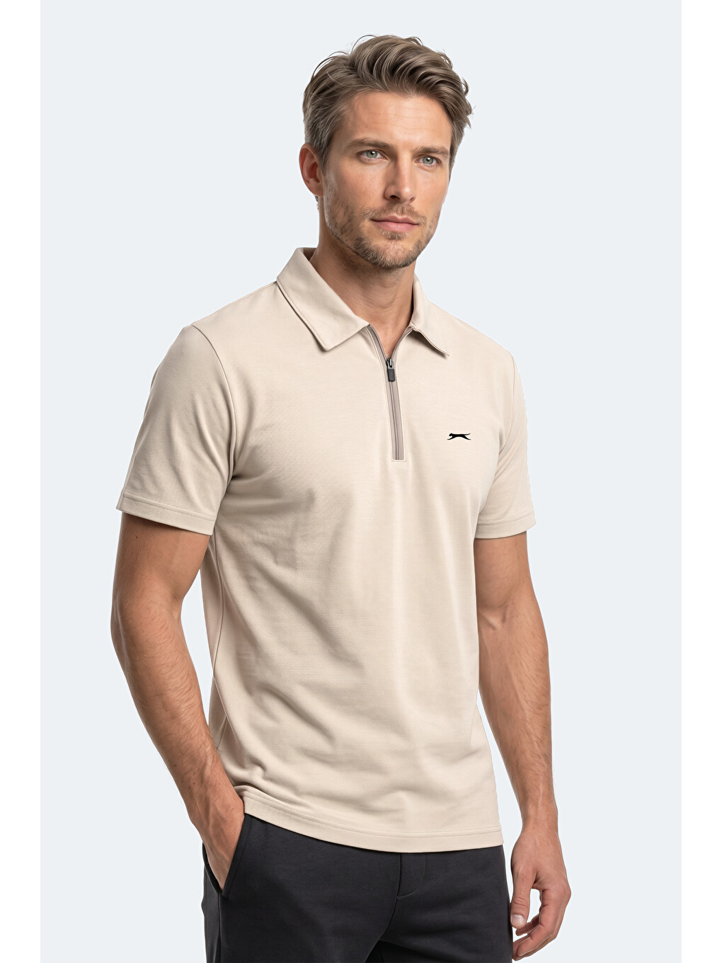 KHAN Erkek Polo Yaka Bej Tişört-5