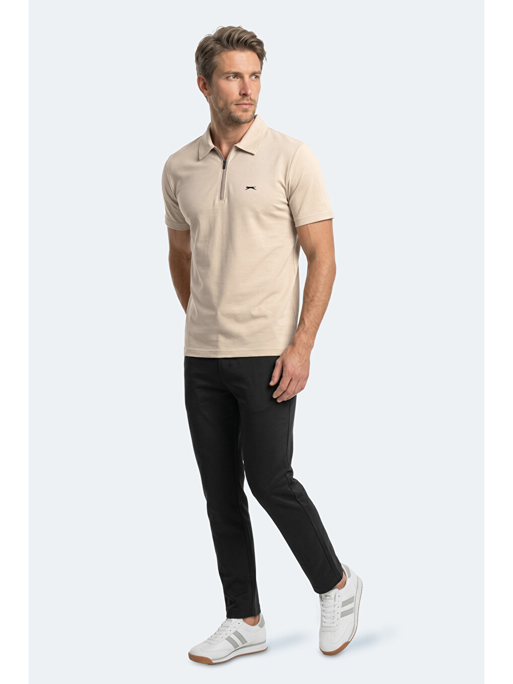 KHAN Erkek Polo Yaka Bej Tişört-7