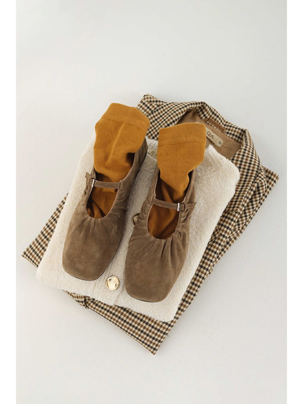 Sarı Düz Soket Çorap Hardal