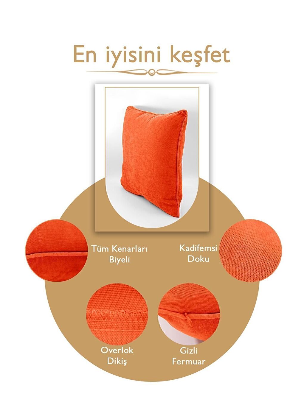 Sarı Panbiy Süet Dokulu Düz Punch (panç) İçin Uygun Hardal Biyeli Turuncu Dekoratif Kırlent Kılıfı-4