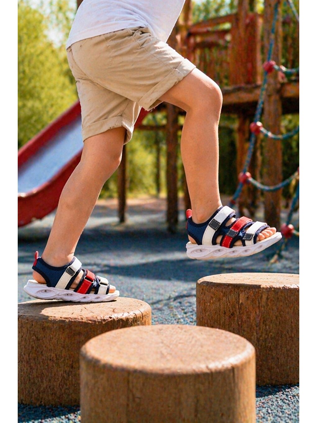 Lacivert NAVİ Erkek Çocuk Cırtlı Işıklı Sandalet-5