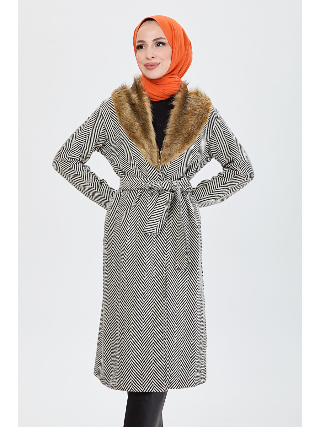 Kürklü Trenç Beyaz - 27737-BEYAZ