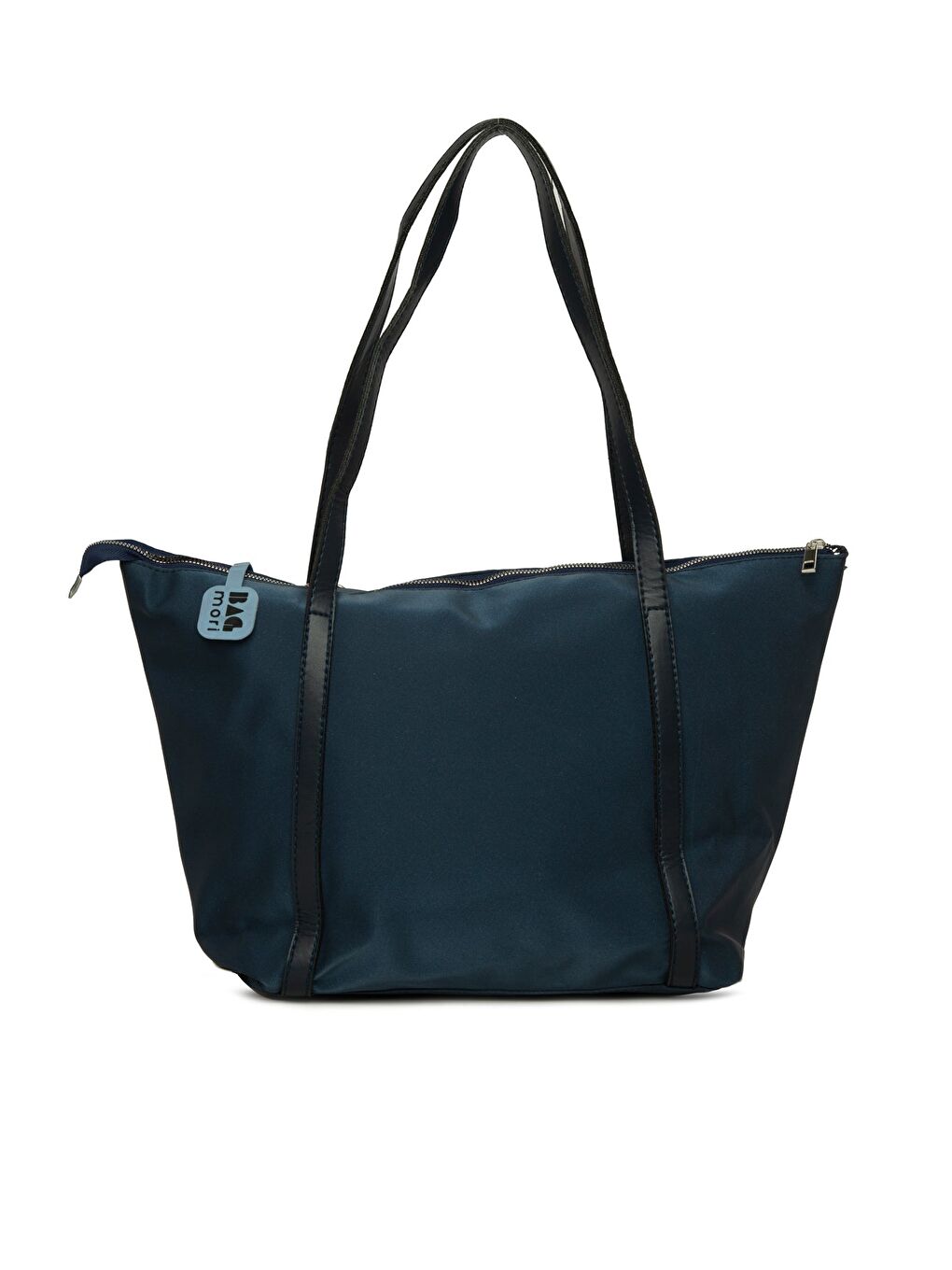 Lacivert Renkli Püskül Detaylı Saten Tote Çanta-2