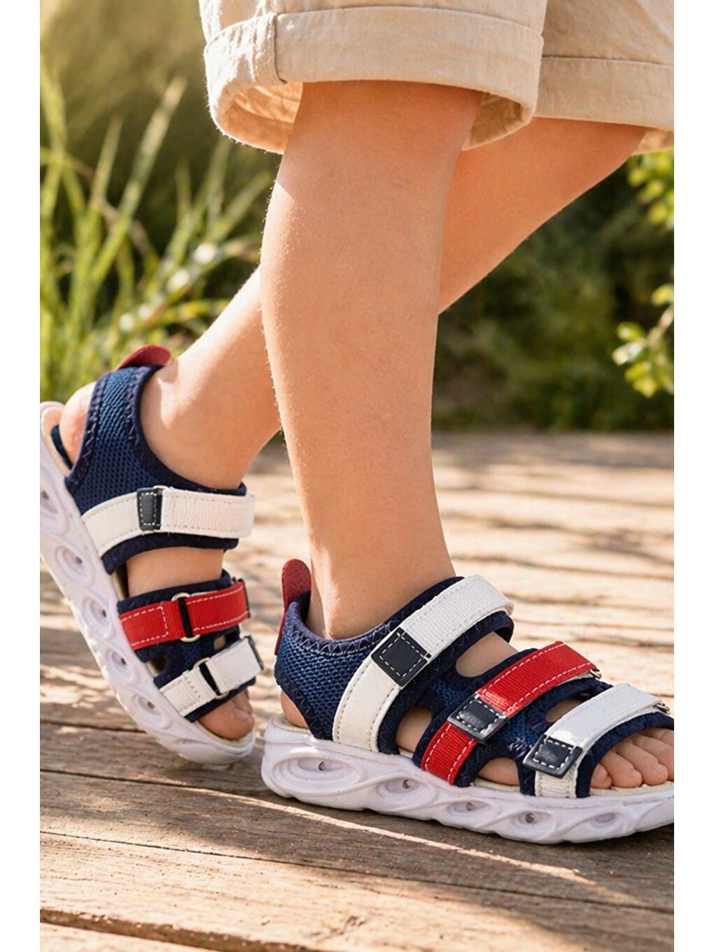 Lacivert NAVİ Erkek Çocuk Cırtlı Işıklı Sandalet-7