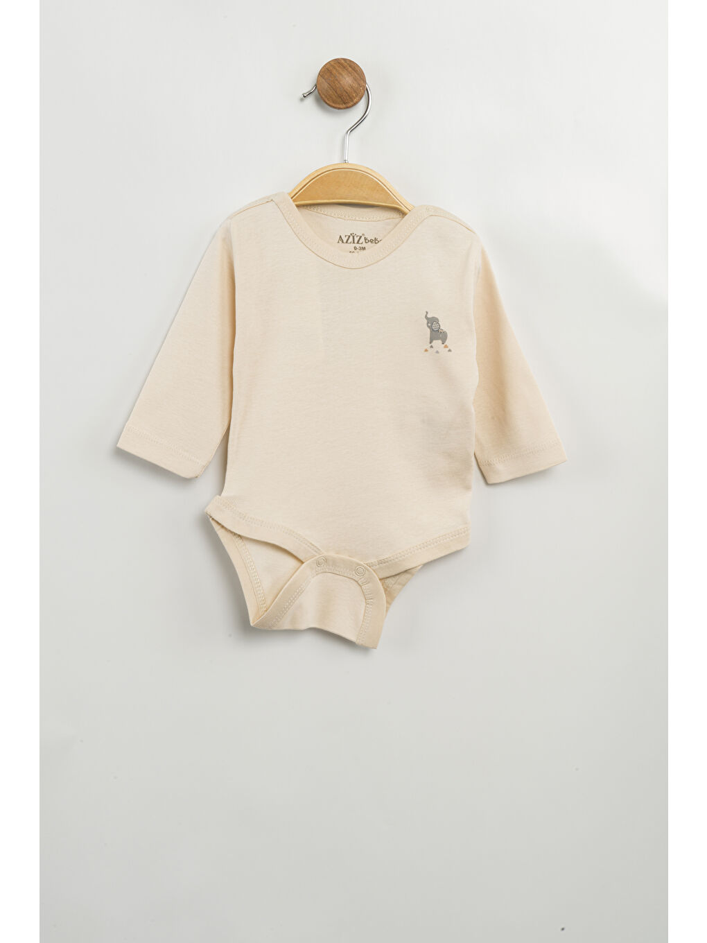 Bej Erkek Kız Bebek Çıtçıtlı % 100 Pamuk Body & Zıbın 0 Ay - 12 Ay