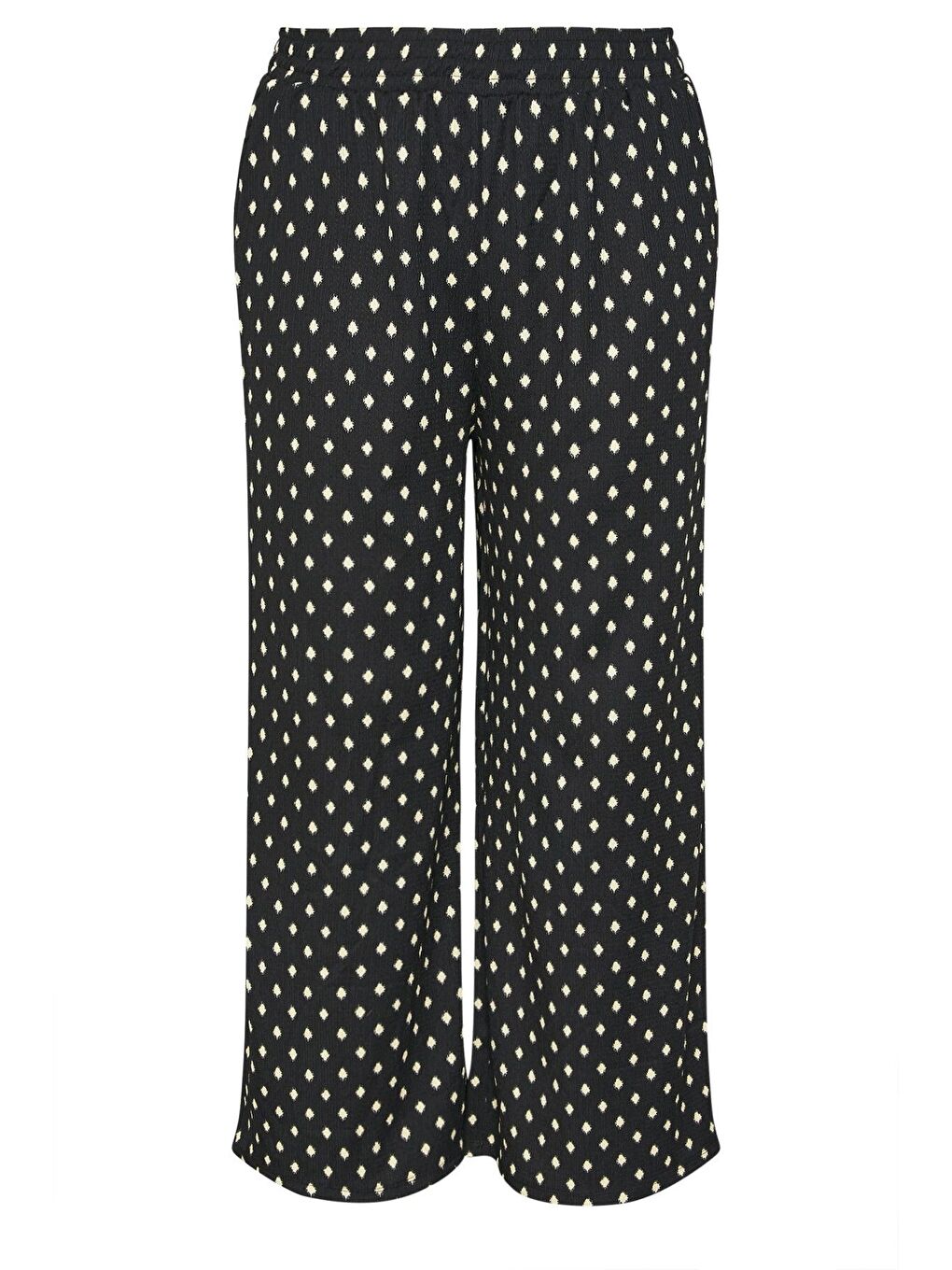 Siyah Büyük Beden Beli Lastikli Bol Paça Desenli Cepli Pantolon 303710-5