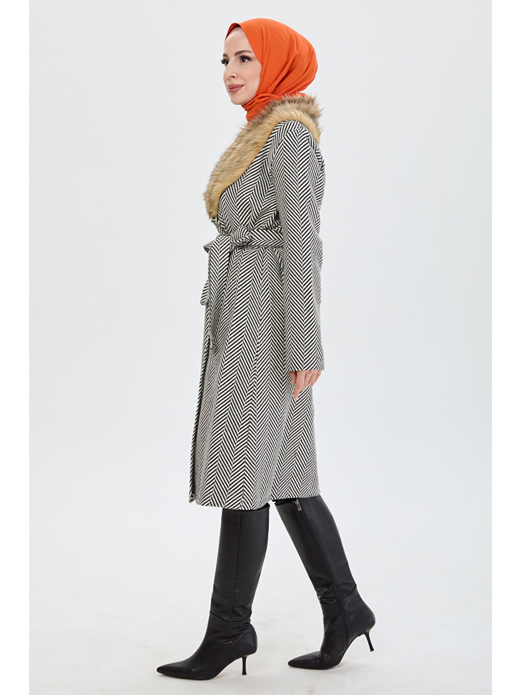 Kürklü Trenç Beyaz - 27737-BEYAZ-3