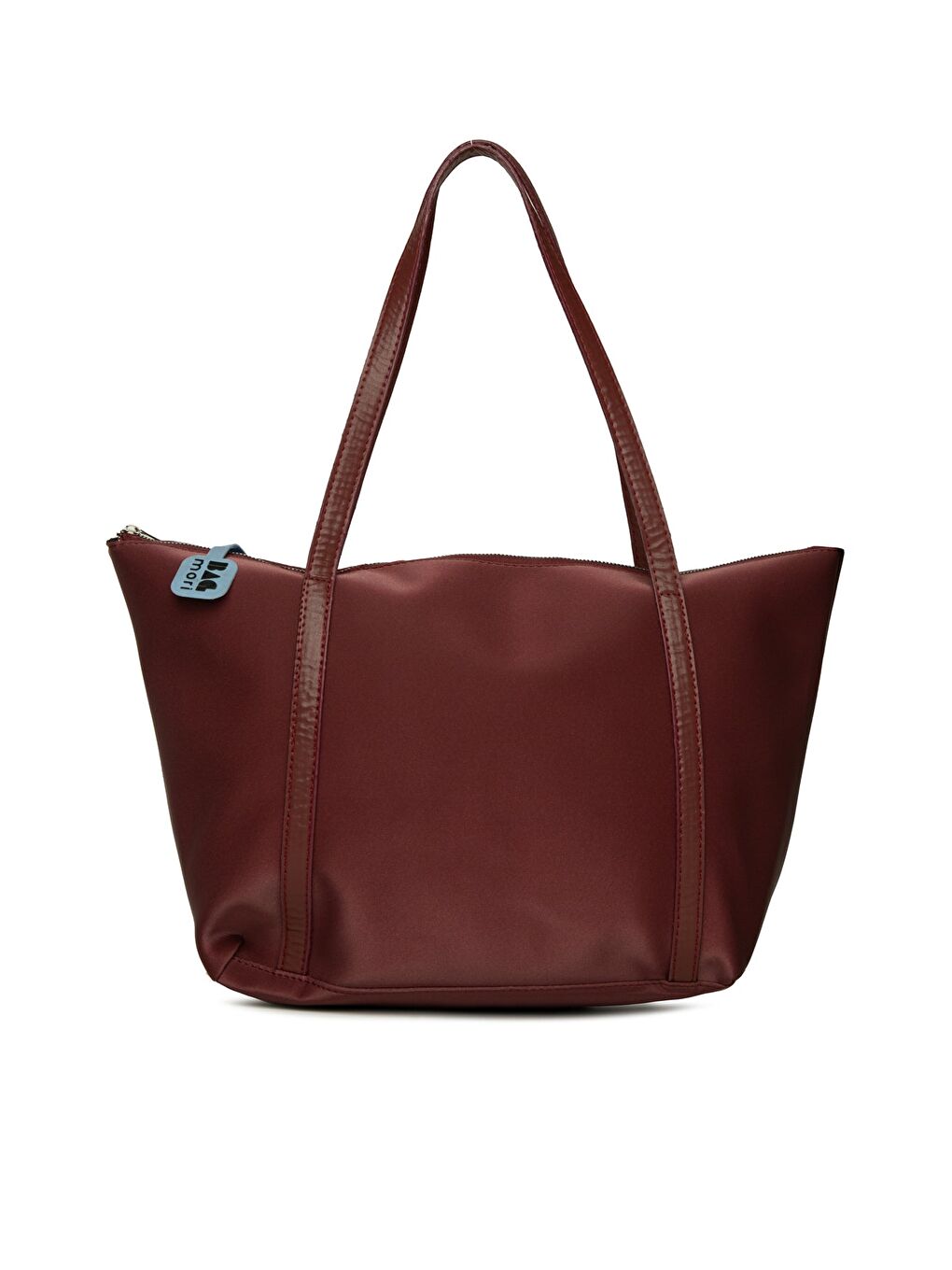 Bordo Renkli Püskül Detaylı Saten Tote Çanta-2