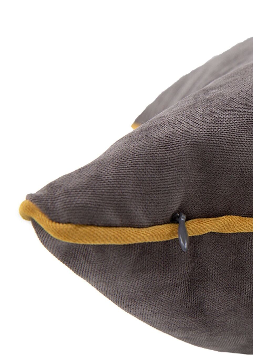 Panbiy Süet Dokulu Düz Punch (panç) İçin Uygun Hardal Biyeli Gri Dekoratif Kırlent Kılıfı-2